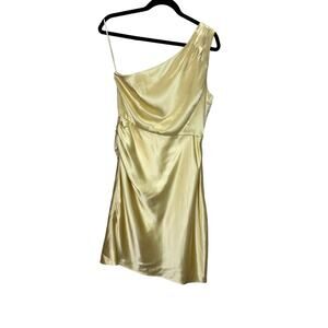 J. Crew NWT 100% Silk One Shoulder Yellow Ruched Dress size 6